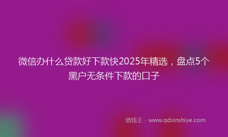 微信办什么贷款好下款快2025年精选，盘点5个黑户无条件下款的口子