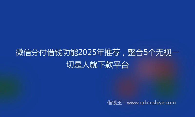 微信分付借钱功能2025年推荐，整合5个无视一切是人就下款平台