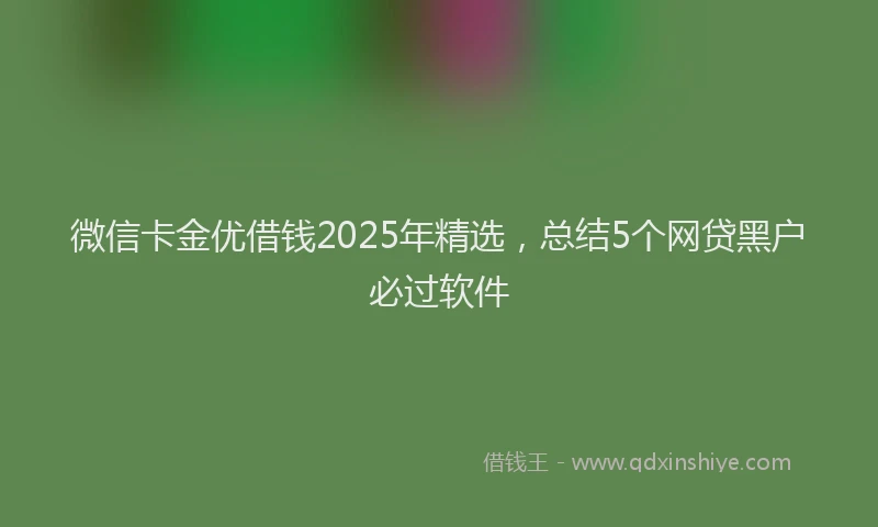 微信卡金优借钱2025年精选，总结5个网贷黑户必过软件