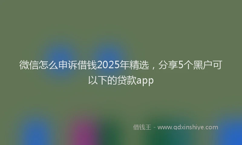微信怎么申诉借钱2025年精选，分享5个黑户可以下的贷款app