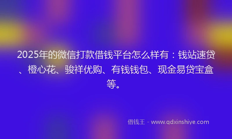 2025年的微信打款借钱平台怎么样有：钱站速贷、橙心花、骏祥优购、有钱钱包、现金易贷宝盒等。