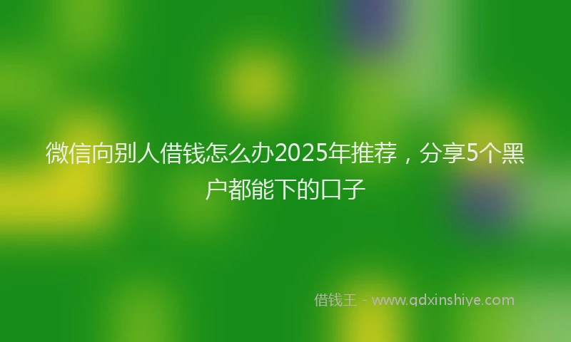 微信向别人借钱怎么办2025年推荐，分享5个黑户都能下的口子