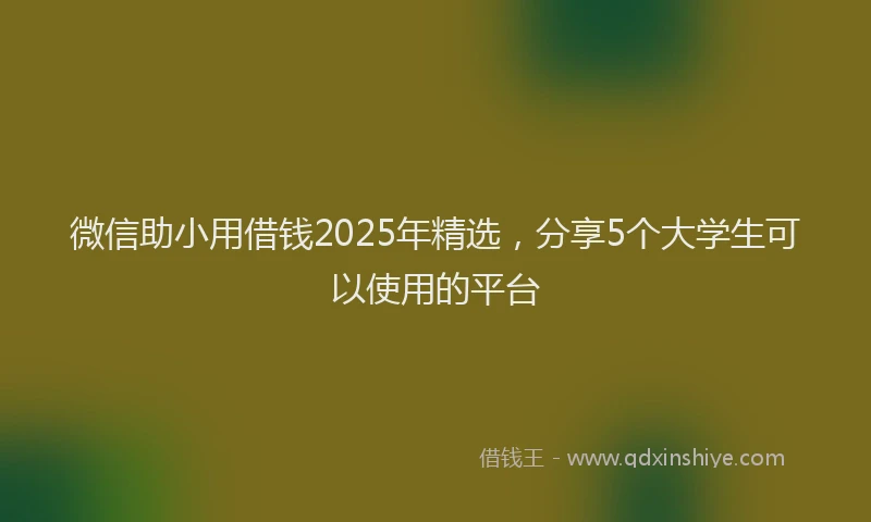 微信助小用借钱2025年精选，分享5个大学生可以使用的平台