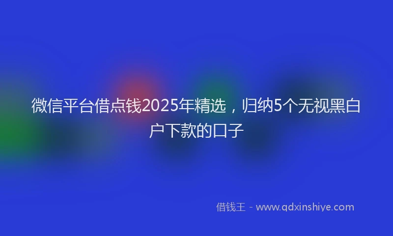 微信平台借点钱2025年精选，归纳5个无视黑白户下款的口子