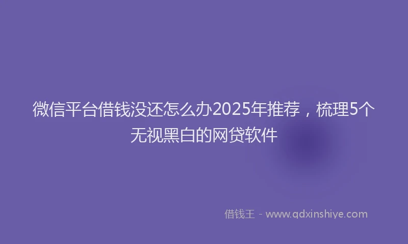 微信平台借钱没还怎么办2025年推荐，梳理5个无视黑白的网贷软件