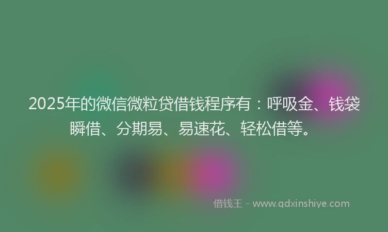 2025年的微信微粒贷借钱程序有：呼吸金、钱袋瞬借、分期易、易速花、轻松借等。