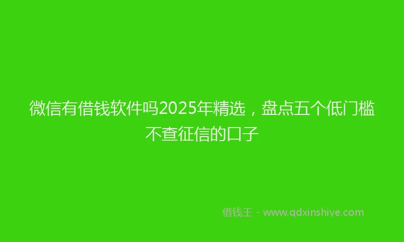 微信有借钱软件吗2025年精选，盘点五个低门槛不查征信的口子