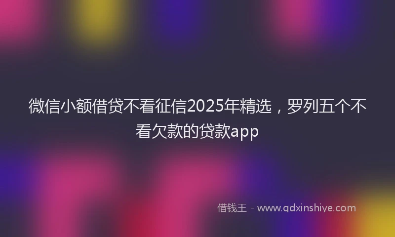 微信小额借贷不看征信2025年精选，罗列五个不看欠款的贷款app