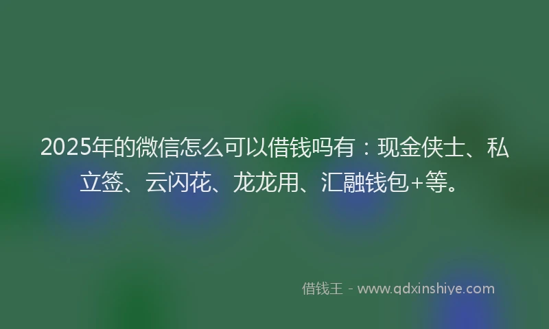 2025年的微信怎么可以借钱吗有：现金侠士、私立签、云闪花、龙龙用、汇融钱包+等。