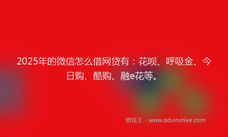 2025年的微信怎么借网贷有：花呗、呼吸金、今日购、酷购、融e花等。