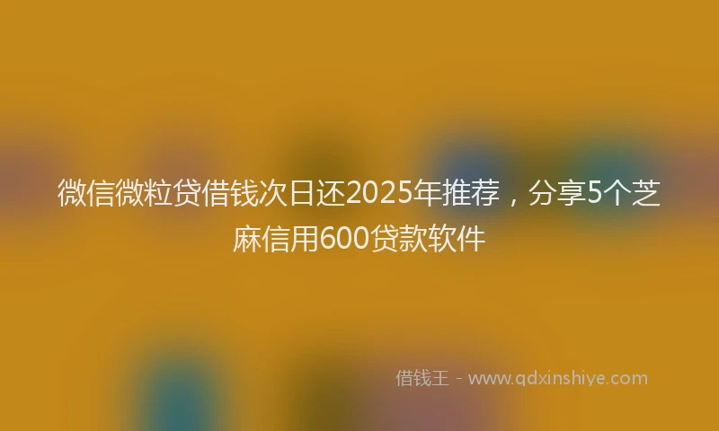 微信微粒贷借钱次日还2025年推荐，分享5个芝麻信用600贷款软件