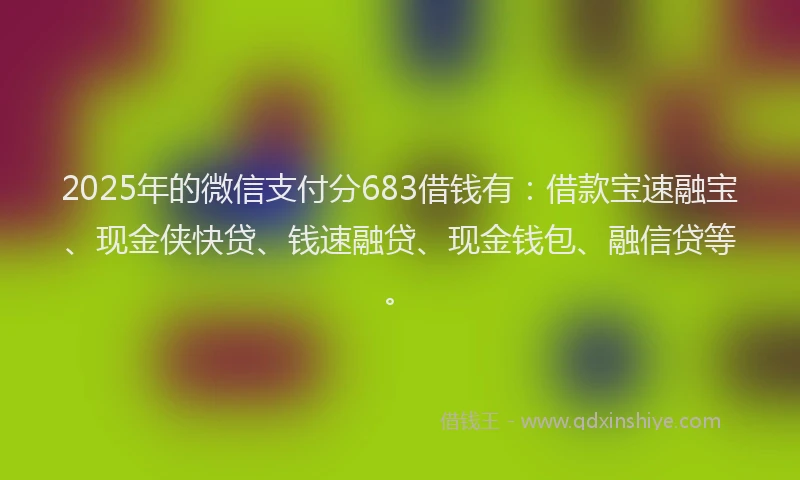 2025年的微信支付分683借钱有：借款宝速融宝、现金侠快贷、钱速融贷、现金钱包、融信贷等。