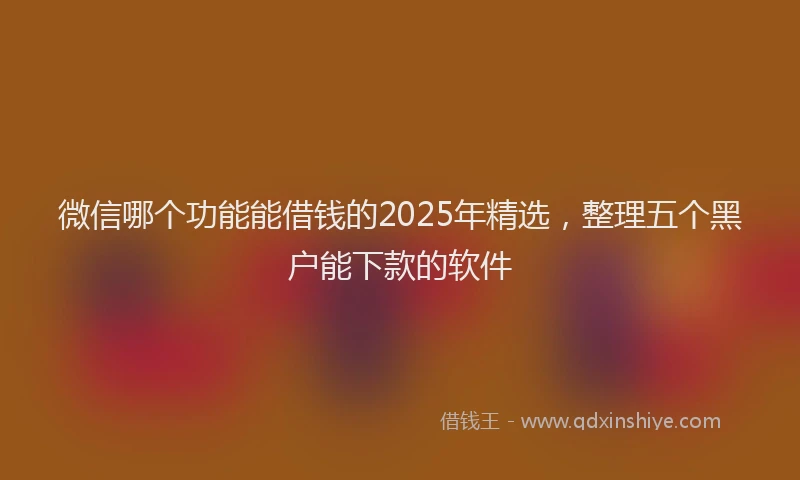 微信哪个功能能借钱的2025年精选，整理五个黑户能下款的软件
