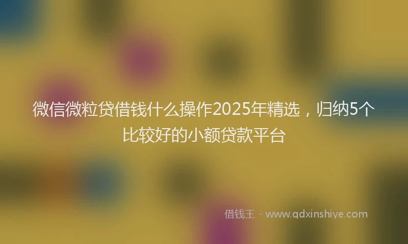 微信微粒贷借钱什么操作2025年精选，归纳5个比较好的小额贷款平台