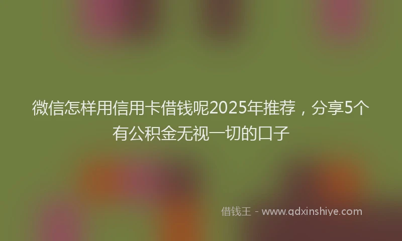 微信怎样用信用卡借钱呢2025年推荐，分享5个有公积金无视一切的口子