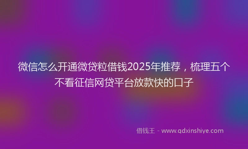 微信怎么开通微贷粒借钱2025年推荐，梳理五个不看征信网贷平台放款快的口子