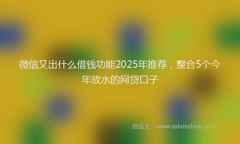 微信又出什么借钱功能2025年推荐，整合5个今年放水的网贷口子