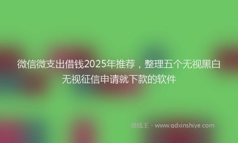 微信微支出借钱2025年推荐，整理五个无视黑白无视征信申请就下款的软件