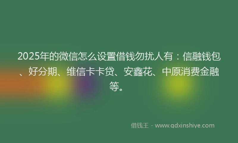 2025年的微信怎么设置借钱勿扰人有：信融钱包、好分期、维信卡卡贷、安鑫花、中原消费金融等。