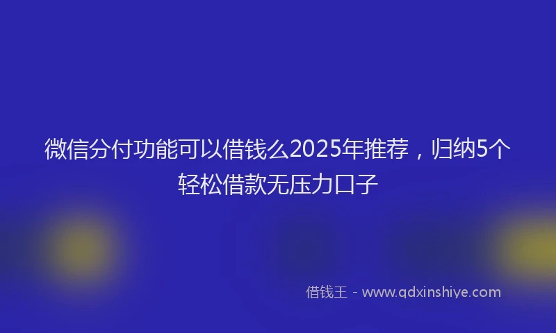 微信分付功能可以借钱么2025年推荐，归纳5个轻松借款无压力口子
