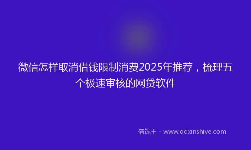微信怎样取消借钱限制消费2025年推荐，梳理五个极速审核的网贷软件