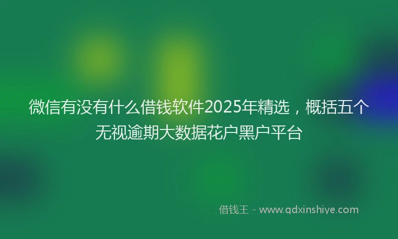 微信有没有什么借钱软件2025年精选，概括五个无视逾期大数据花户黑户平台