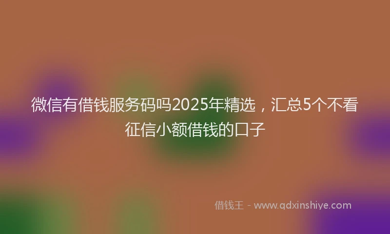 微信有借钱服务码吗2025年精选，汇总5个不看征信小额借钱的口子