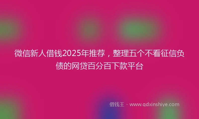 微信新人借钱2025年推荐，整理五个不看征信负债的网贷百分百下款平台