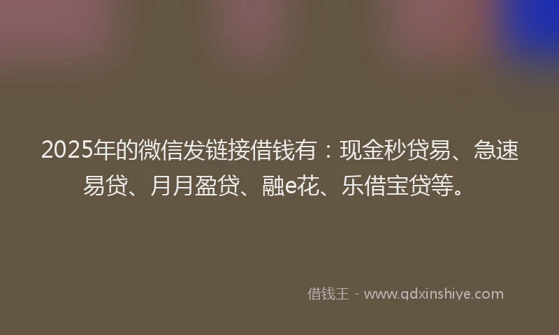 2025年的微信发链接借钱有：现金秒贷易、急速易贷、月月盈贷、融e花、乐借宝贷等。