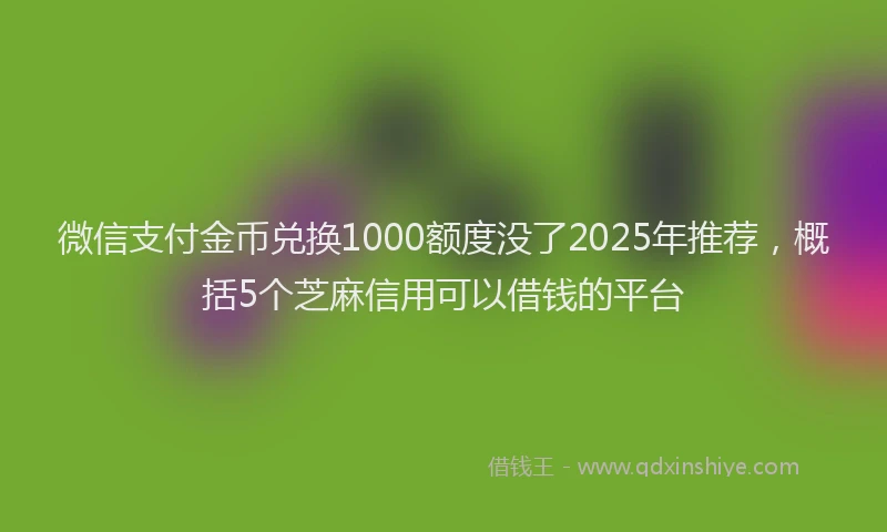 微信支付金币兑换1000额度没了2025年推荐，概括5个芝麻信用可以借钱的平台