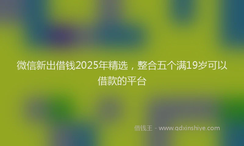 微信新出借钱2025年精选，整合五个满19岁可以借款的平台