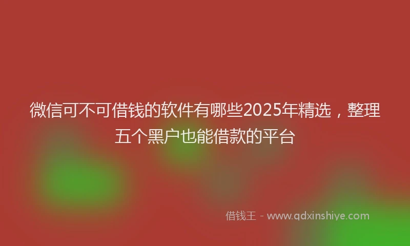 微信可不可借钱的软件有哪些2025年精选，整理五个黑户也能借款的平台