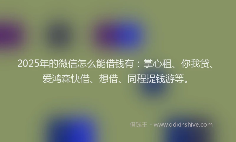2025年的微信怎么能借钱有：掌心租、你我贷、爱鸿森快借、想借、同程提钱游等。