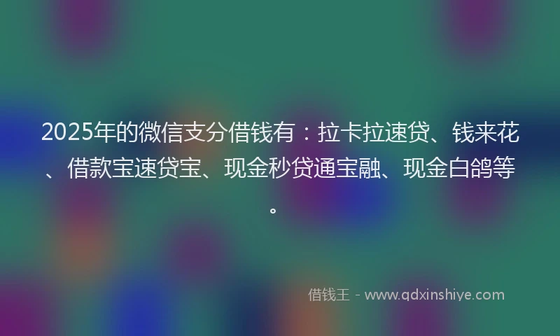 2025年的微信支分借钱有：拉卡拉速贷、钱来花、借款宝速贷宝、现金秒贷通宝融、现金白鸽等。
