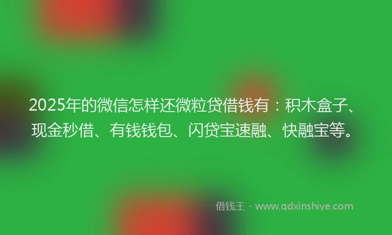 2025年的微信怎样还微粒贷借钱有：积木盒子、现金秒借、有钱钱包、闪贷宝速融、快融宝等。