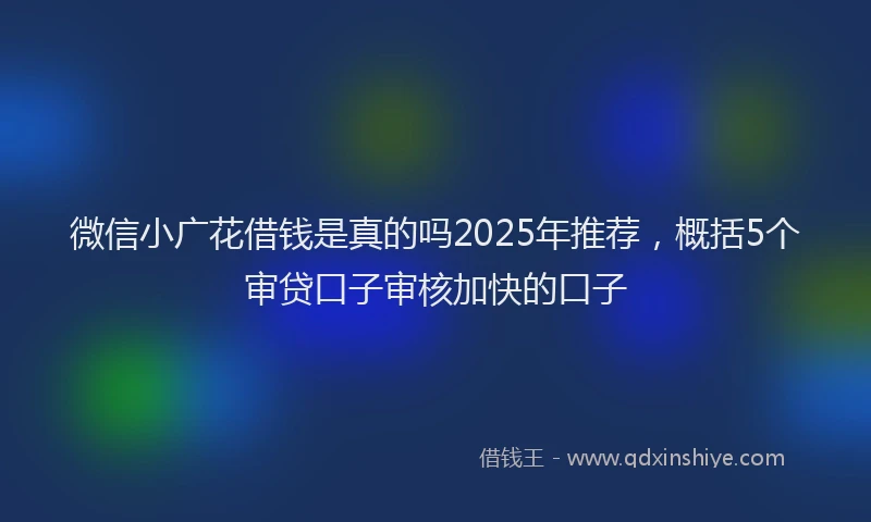 微信小广花借钱是真的吗2025年推荐，概括5个审贷口子审核加快的口子