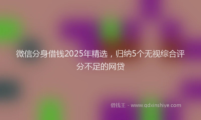 微信分身借钱2025年精选，归纳5个无视综合评分不足的网贷