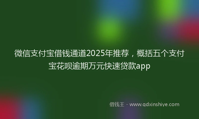 微信支付宝借钱通道2025年推荐，概括五个支付宝花呗逾期万元快速贷款app