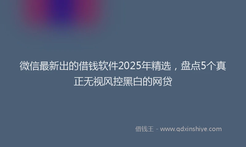 微信最新出的借钱软件2025年精选，盘点5个真正无视风控黑白的网贷