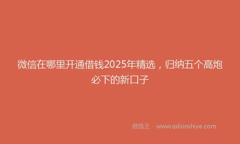 微信在哪里开通借钱2025年精选，归纳五个高炮必下的新口子