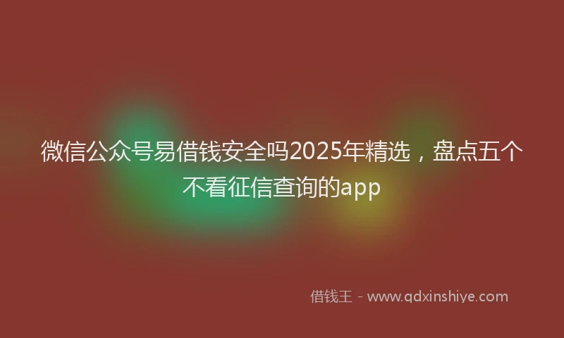 微信公众号易借钱安全吗2025年精选，盘点五个不看征信查询的app