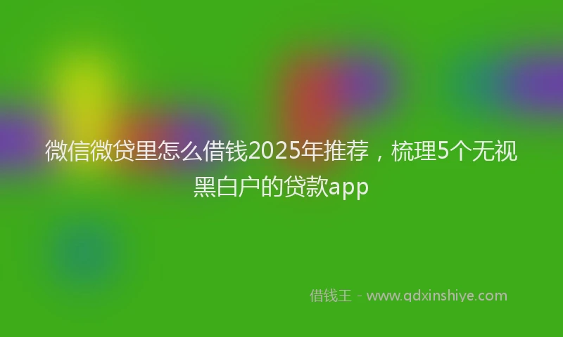 微信微贷里怎么借钱2025年推荐，梳理5个无视黑白户的贷款app