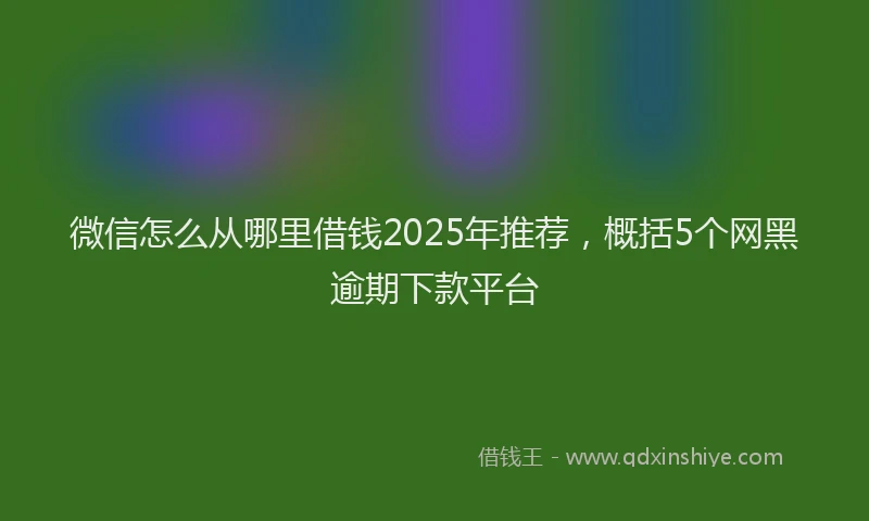 微信怎么从哪里借钱2025年推荐，概括5个网黑逾期下款平台