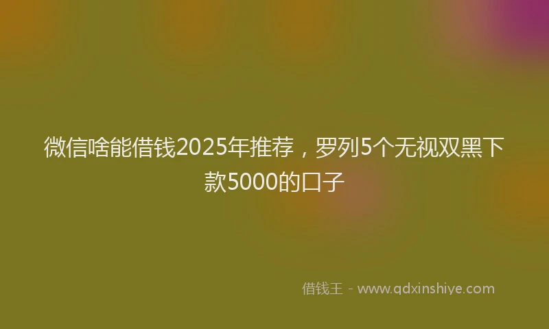 微信啥能借钱2025年推荐，罗列5个无视双黑下款5000的口子