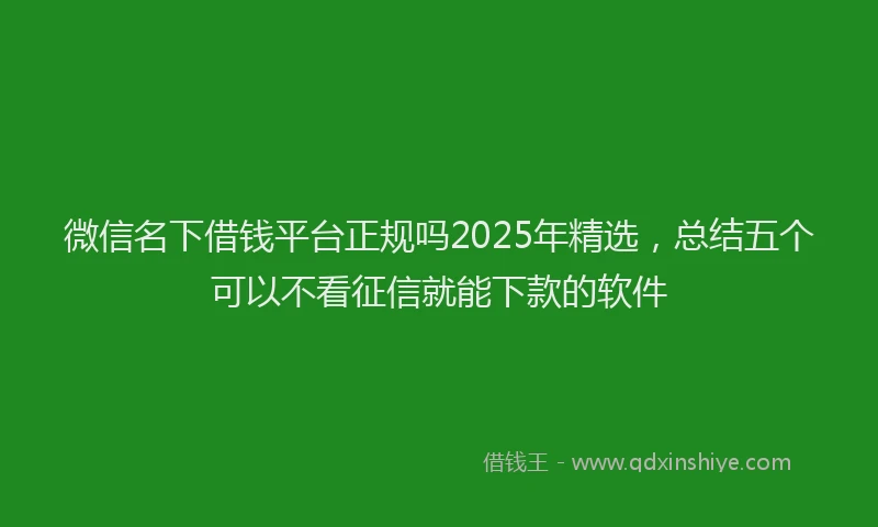 微信名下借钱平台正规吗2025年精选，总结五个可以不看征信就能下款的软件