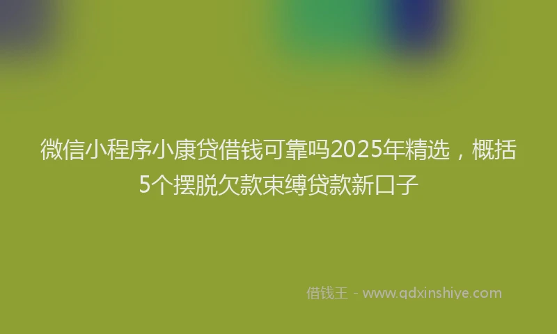 微信小程序小康贷借钱可靠吗2025年精选，概括5个摆脱欠款束缚贷款新口子