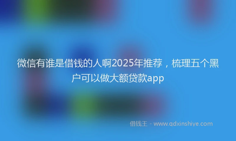 微信有谁是借钱的人啊2025年推荐，梳理五个黑户可以做大额贷款app