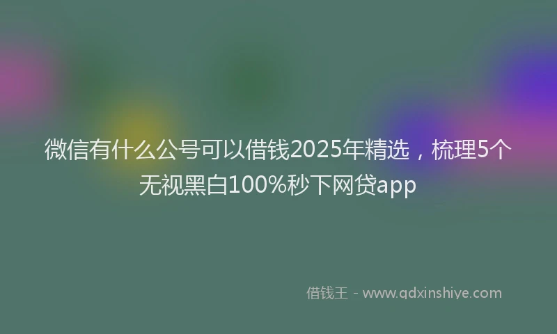 微信有什么公号可以借钱2025年精选，梳理5个无视黑白100%秒下网贷app