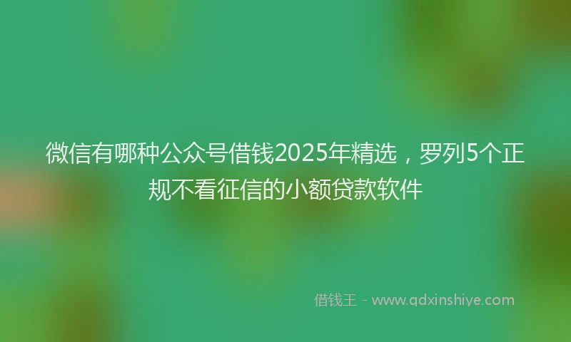 微信有哪种公众号借钱2025年精选，罗列5个正规不看征信的小额贷款软件