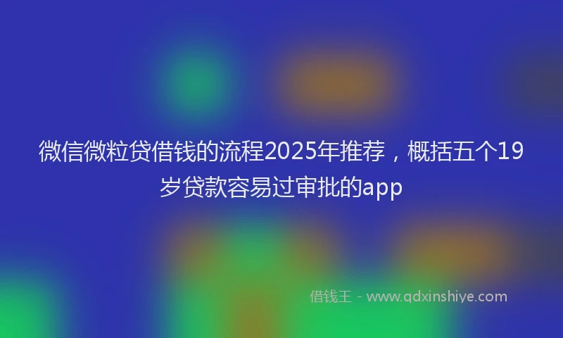 微信微粒贷借钱的流程2025年推荐，概括五个19岁贷款容易过审批的app